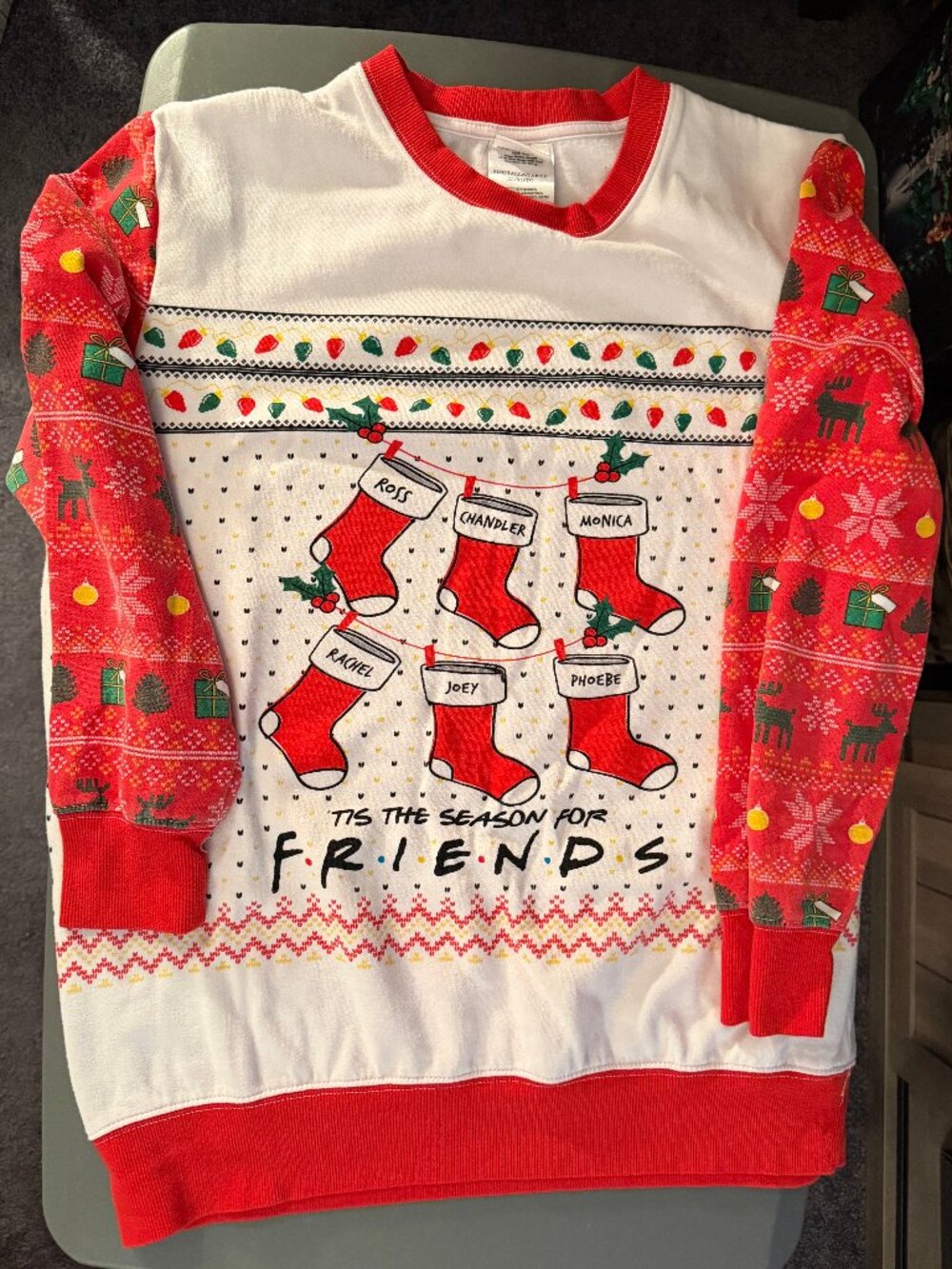 FRIENDS TV Series Holiday Christmas Stockings Sweatshirt Women's XL